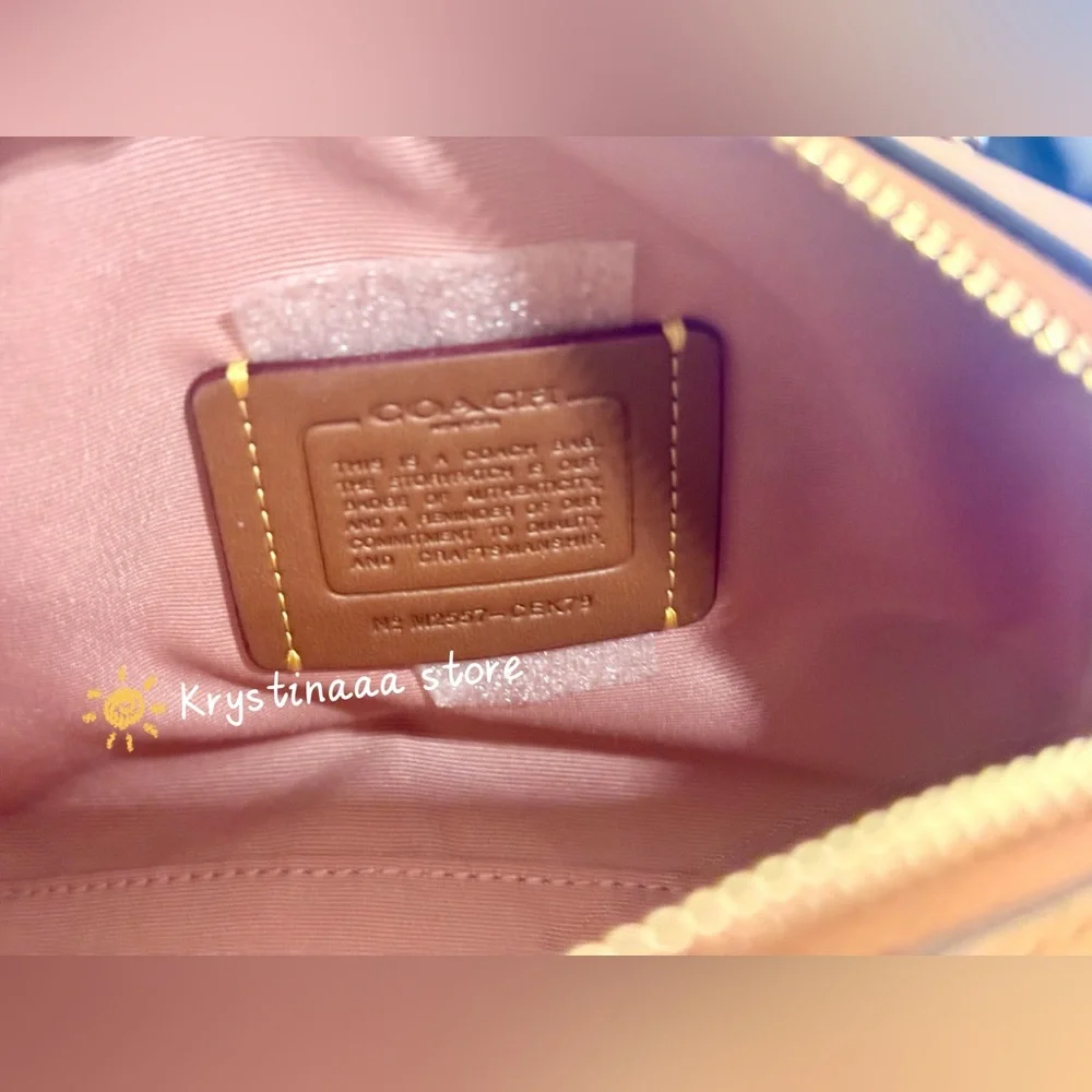 Coach Mini Rowan Bag In Signature With Charms in Powder Pink CEK79 - Picture 8 of 11